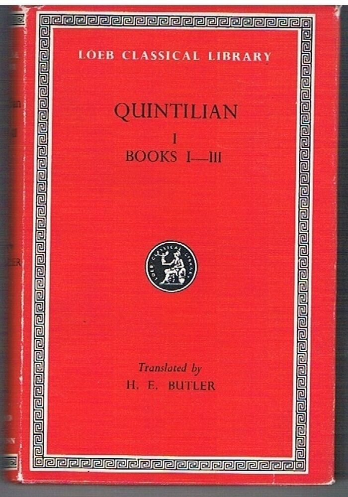 Institutiones Oratoriae Quintilian I.  Books I - III. Loeb Classical Library No. 124.
 Image