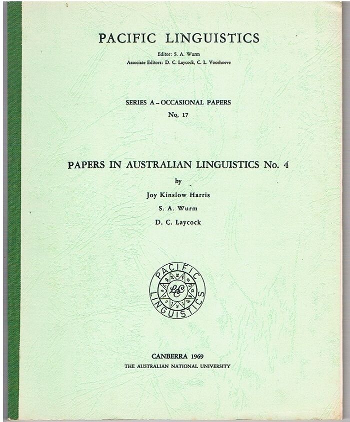[Gunbalang and Lamalamic] Papers in Australian Linguistics No 4.
Pacific Linguistics. Eds. S A Wurm et al.  Series A - No 17. Image