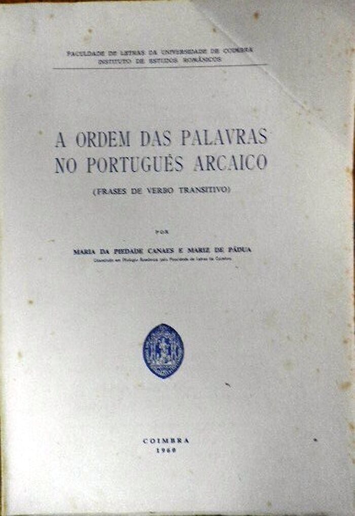 A ordem das palavras no portugues arcaico (frases de verbo transitivo)
[Text in Portuguese]. Image