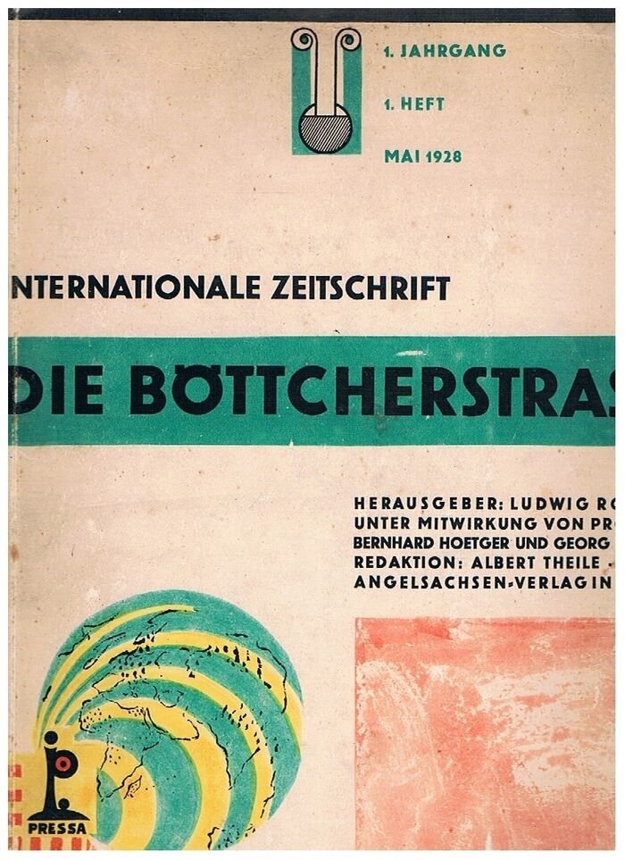 Die Böttcherstrasse. Bottcherstrasse. 1. Jahrgang.  1. Heft. Mai 1928
Internationale Zeitschrift. Image