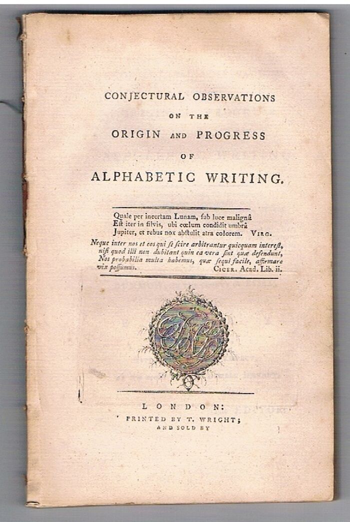 Conjectural Observations on the Origin and Progress of Alphabetic Writing.
 Image