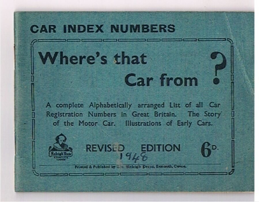 Where's that Car from? Car Index Numbers.
A complete Alphabetically arranged List of all Car Registration Numbers in Great Britain. The Story of the Motor Car.  Illustrations of Early Cars. Image