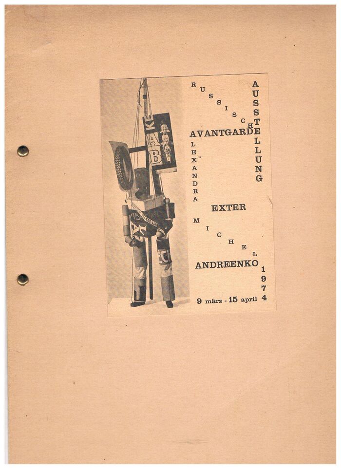 Alexandra Exter, Michel Andreenko
Russische Avantgarde Austellung 9 märz - 15 april 1974. Image