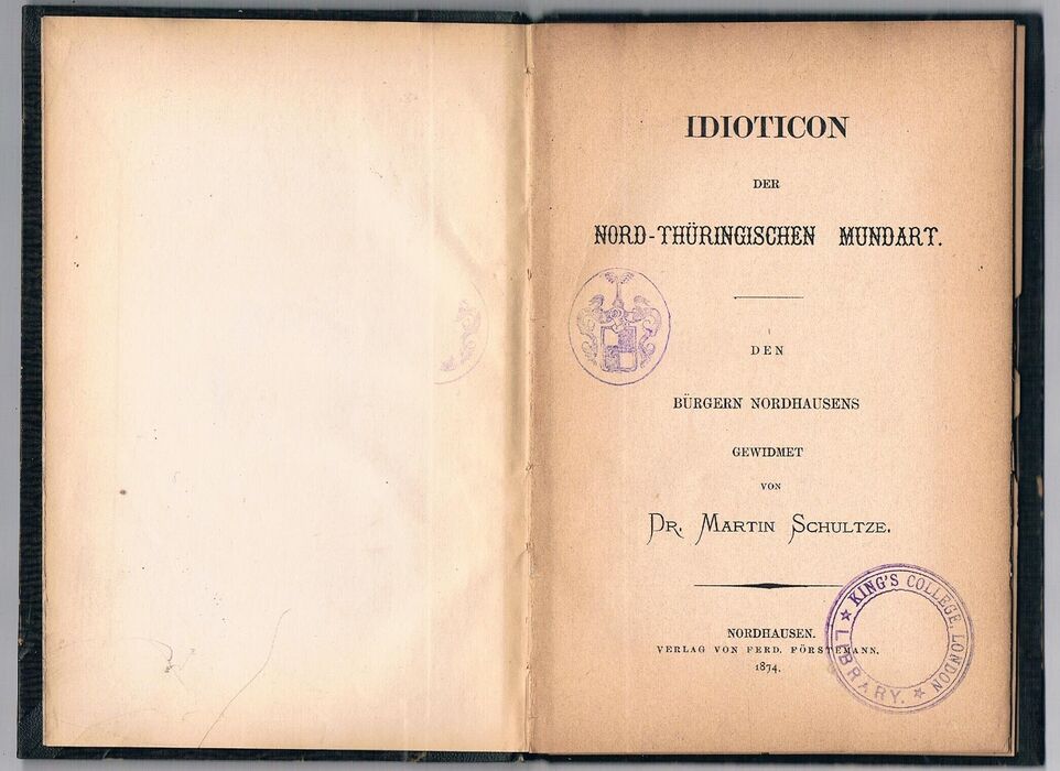 Idioticon:
der Nord-Thüringischen Mundart.  Den Bürgern Nordhausens gewidmet. Image