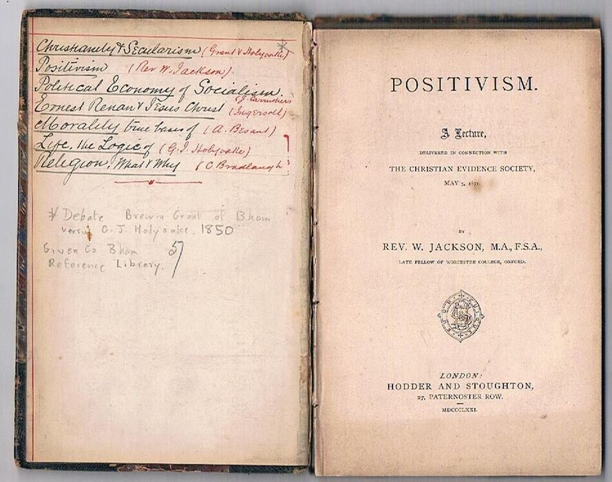 Positivism:
A Lecture, delivered in connection with the Christian Evidence Society. Image