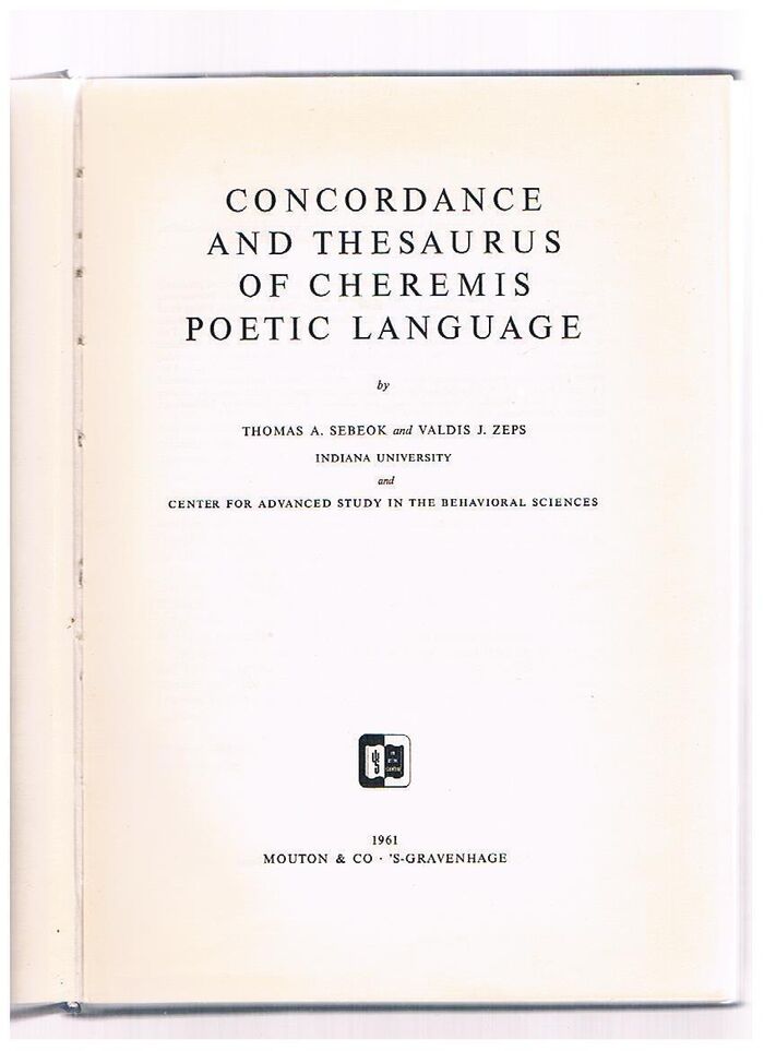 Concordance and Thesaurus of Cheremis (Mari) Poetic Language:
Janua Linguarum Image
