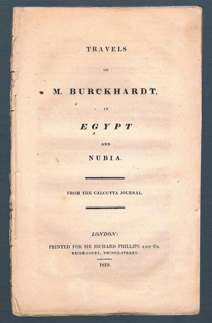 Travels of M. Burckhardt in Egypt and Nubia.
From the Calcutta Journal. Image