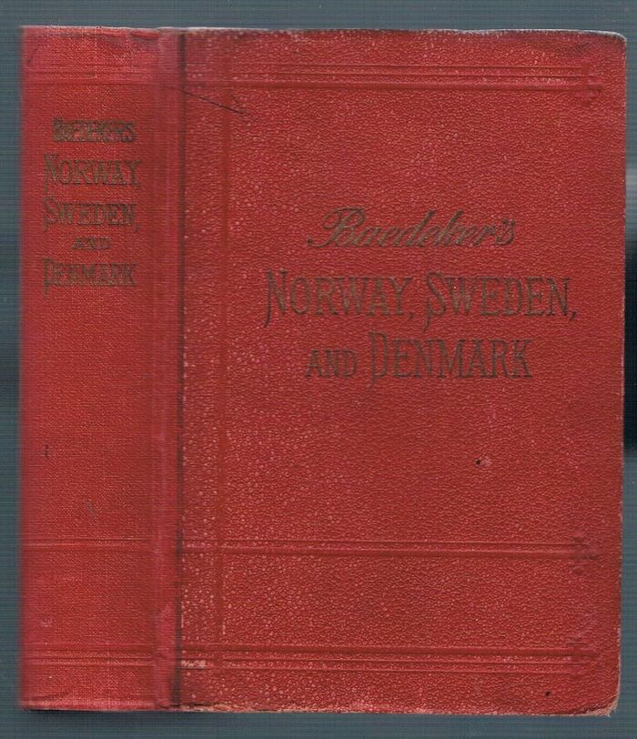 Norway, Sweden and Denmark: with (Sketch of Norwegian and Swedish Grammar)
with excursions to Iceland and Spitzbergen. Handbook for Travellers.  With  62 maps and 42 plans and ground plans and three panoramas.  Tenth edition. Revised and augmented. Reprint 1919. [ ‘1912’ printed below imprint]. Image
