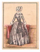 Moden-Almanach. Die Zeit der Krinoline 1850. Serie 63 249 1. Bild. Dame in Halbtrauer.
Cigarette cards. Sammelbilder.