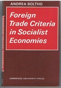 Foreign Trade Criteria in Socialist Economies.
Cambridge Russian, Soviet and Post-Soviet Studies.