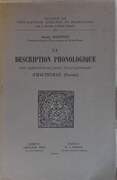 La description phonologique avec application au parler franco-provençal d'Hautville (Savoie).
