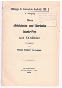 Neue phönicische und iberische Inschriften aus Sardinien.
Mitteilungen der Vorderasiatischen Gesellschaft,.